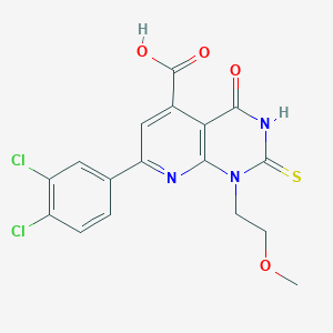 7-(3,4-Dichlorophenyl)-1-(2-methoxyethyl)-4-oxo-2-sulfanyl-1,4-dihydropyrido[2,3-d]pyrimidine-5-carboxylic acid