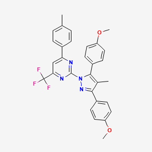 2-[3,5-bis(4-methoxyphenyl)-4-methyl-1H-pyrazol-1-yl]-4-(4-methylphenyl)-6-(trifluoromethyl)pyrimidine