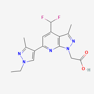 [4-(difluoromethyl)-6-(1-ethyl-3-methyl-1H-pyrazol-4-yl)-3-methyl-1H-pyrazolo[3,4-b]pyridin-1-yl]acetic acid