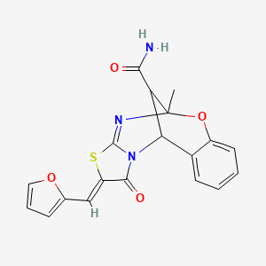 (2Z)-2-(furan-2-ylmethylidene)-5-methyl-1-oxo-1,2-dihydro-5H,11H-5,11-methano[1,3]thiazolo[2,3-d][1,3,5]benzoxadiazocine-13-carboxamide