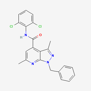 1-benzyl-N-(2,6-dichlorophenyl)-3,6-dimethyl-1H-pyrazolo[3,4-b]pyridine-4-carboxamide