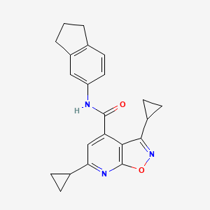 3,6-dicyclopropyl-N-(2,3-dihydro-1H-inden-5-yl)[1,2]oxazolo[5,4-b]pyridine-4-carboxamide