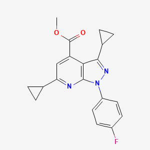 molecular formula C20H18FN3O2 B10913985 methyl 3,6-dicyclopropyl-1-(4-fluorophenyl)-1H-pyrazolo[3,4-b]pyridine-4-carboxylate 