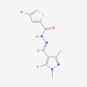 molecular formula C11H10BrFN4OS B10914013 4-Bromo-N'-((5-fluoro-1,3-dimethyl-1H-pyrazol-4-yl)methylene)thiophene-2-carbohydrazide 