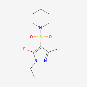 molecular formula C11H18FN3O2S B10914017 1-[(1-ethyl-5-fluoro-3-methyl-1H-pyrazol-4-yl)sulfonyl]piperidine 