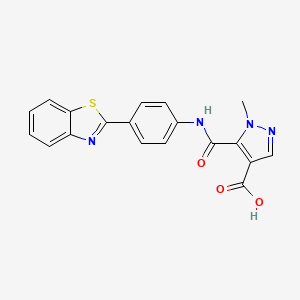 molecular formula C19H14N4O3S B10914030 5-{[4-(1,3-benzothiazol-2-yl)phenyl]carbamoyl}-1-methyl-1H-pyrazole-4-carboxylic acid 