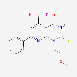 1-(2-methoxyethyl)-7-phenyl-2-sulfanyl-5-(trifluoromethyl)pyrido[2,3-d]pyrimidin-4(1H)-one