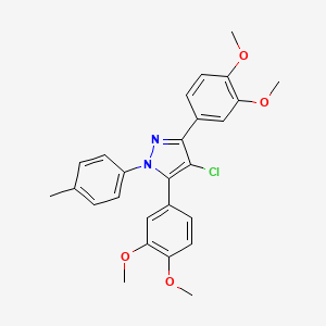 4-chloro-3,5-bis(3,4-dimethoxyphenyl)-1-(4-methylphenyl)-1H-pyrazole