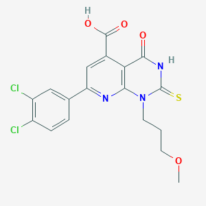 7-(3,4-Dichlorophenyl)-1-(3-methoxypropyl)-4-oxo-2-sulfanyl-1,4-dihydropyrido[2,3-d]pyrimidine-5-carboxylic acid