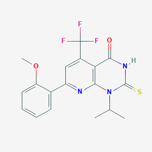 7-(2-methoxyphenyl)-1-(propan-2-yl)-2-sulfanyl-5-(trifluoromethyl)pyrido[2,3-d]pyrimidin-4(1H)-one