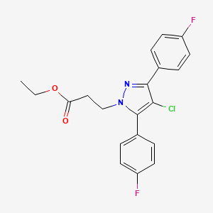 molecular formula C20H17ClF2N2O2 B10914155 ethyl 3-[4-chloro-3,5-bis(4-fluorophenyl)-1H-pyrazol-1-yl]propanoate 