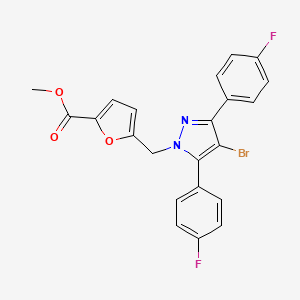 molecular formula C22H15BrF2N2O3 B10914178 methyl 5-{[4-bromo-3,5-bis(4-fluorophenyl)-1H-pyrazol-1-yl]methyl}furan-2-carboxylate 