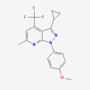 molecular formula C18H16F3N3O B10914225 3-cyclopropyl-1-(4-methoxyphenyl)-6-methyl-4-(trifluoromethyl)-1H-pyrazolo[3,4-b]pyridine 