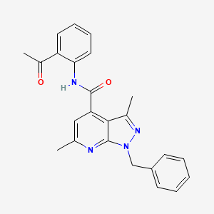 molecular formula C24H22N4O2 B10914231 N-(2-acetylphenyl)-1-benzyl-3,6-dimethyl-1H-pyrazolo[3,4-b]pyridine-4-carboxamide 