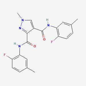 molecular formula C20H18F2N4O2 B10914235 N,N'-bis(2-fluoro-5-methylphenyl)-1-methyl-1H-pyrazole-3,4-dicarboxamide 