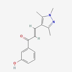 molecular formula C15H16N2O2 B10914236 1-(3-Hydroxyphenyl)-3-(trimethylpyrazol-4-yl)prop-2-en-1-one 