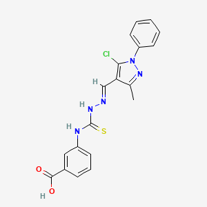 3-[({(2E)-2-[(5-chloro-3-methyl-1-phenyl-1H-pyrazol-4-yl)methylidene]hydrazinyl}carbonothioyl)amino]benzoic acid