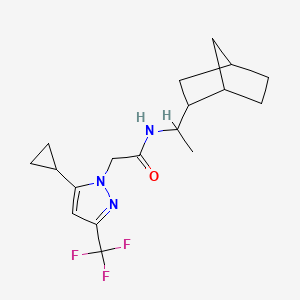 molecular formula C18H24F3N3O B10914266 N-[1-(bicyclo[2.2.1]hept-2-yl)ethyl]-2-[5-cyclopropyl-3-(trifluoromethyl)-1H-pyrazol-1-yl]acetamide 