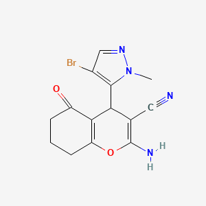 2-Amino-4-(4-bromo-1-methyl-1H-pyrazol-5-YL)-5-oxo-5,6,7,8-tetrahydro-4H-chromen-3-YL cyanide