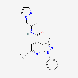 molecular formula C23H24N6O B10914279 6-cyclopropyl-3-methyl-1-phenyl-N-[1-(1H-pyrazol-1-yl)propan-2-yl]-1H-pyrazolo[3,4-b]pyridine-4-carboxamide 