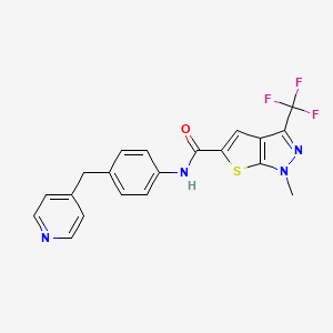 1-methyl-N-[4-(pyridin-4-ylmethyl)phenyl]-3-(trifluoromethyl)-1H-thieno[2,3-c]pyrazole-5-carboxamide