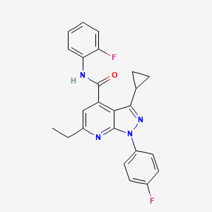 3-cyclopropyl-6-ethyl-N-(2-fluorophenyl)-1-(4-fluorophenyl)-1H-pyrazolo[3,4-b]pyridine-4-carboxamide