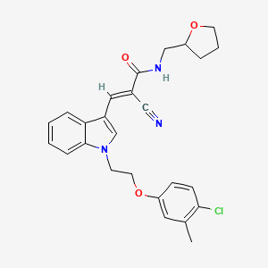 (2E)-3-{1-[2-(4-chloro-3-methylphenoxy)ethyl]-1H-indol-3-yl}-2-cyano-N-(tetrahydrofuran-2-ylmethyl)prop-2-enamide