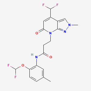 N-[2-(difluoromethoxy)-5-methylphenyl]-3-[4-(difluoromethyl)-2-methyl-6-oxo-2,6-dihydro-7H-pyrazolo[3,4-b]pyridin-7-yl]propanamide