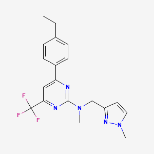 molecular formula C19H20F3N5 B10914319 4-(4-ethylphenyl)-N-methyl-N-[(1-methyl-1H-pyrazol-3-yl)methyl]-6-(trifluoromethyl)pyrimidin-2-amine 