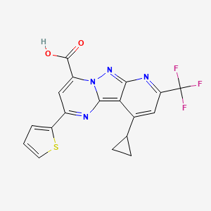 13-cyclopropyl-4-thiophen-2-yl-11-(trifluoromethyl)-3,7,8,10-tetrazatricyclo[7.4.0.02,7]trideca-1,3,5,8,10,12-hexaene-6-carboxylic acid