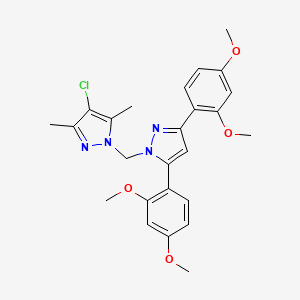 molecular formula C25H27ClN4O4 B10914372 1-{[3,5-bis(2,4-dimethoxyphenyl)-1H-pyrazol-1-yl]methyl}-4-chloro-3,5-dimethyl-1H-pyrazole 