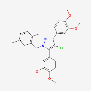 4-chloro-3,5-bis(3,4-dimethoxyphenyl)-1-(2,5-dimethylbenzyl)-1H-pyrazole