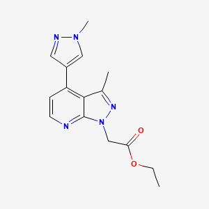 Ethyl 2-(3-methyl-4-(1-methyl-1H-pyrazol-4-yl)-1H-pyrazolo[3,4-b]pyridin-1-yl)acetate