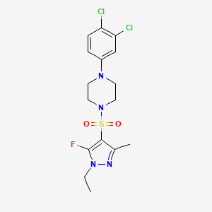 molecular formula C16H19Cl2FN4O2S B10914549 1-(3,4-Dichlorophenyl)-4-((1-ethyl-5-fluoro-3-methyl-1H-pyrazol-4-yl)sulfonyl)piperazine 