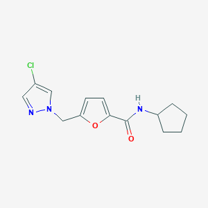 5-[(4-chloro-1H-pyrazol-1-yl)methyl]-N-cyclopentylfuran-2-carboxamide