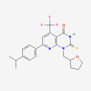 7-[4-(propan-2-yl)phenyl]-2-sulfanyl-1-(tetrahydrofuran-2-ylmethyl)-5-(trifluoromethyl)pyrido[2,3-d]pyrimidin-4(1H)-one