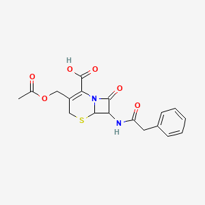 molecular formula C18H18N2O6S B10914756 3-[(Acetyloxy)methyl]-8-oxo-7-[(phenylacetyl)amino]-5-thia-1-azabicyclo[4.2.0]oct-2-ene-2-carboxylic acid 