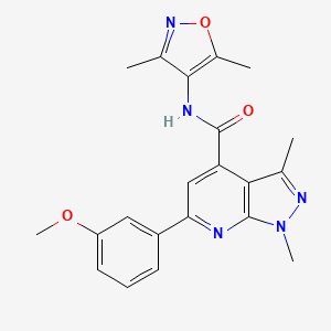 molecular formula C21H21N5O3 B10914784 N-(3,5-dimethyl-1,2-oxazol-4-yl)-6-(3-methoxyphenyl)-1,3-dimethyl-1H-pyrazolo[3,4-b]pyridine-4-carboxamide 