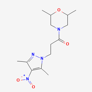 molecular formula C14H22N4O4 B10914786 1-(2,6-dimethylmorpholin-4-yl)-3-(3,5-dimethyl-4-nitro-1H-pyrazol-1-yl)propan-1-one 