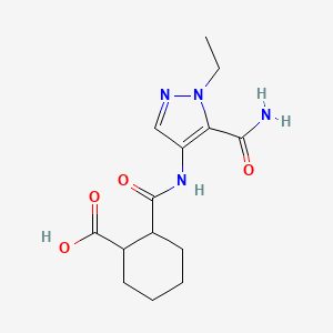 molecular formula C14H20N4O4 B10914808 2-[(5-carbamoyl-1-ethyl-1H-pyrazol-4-yl)carbamoyl]cyclohexanecarboxylic acid 