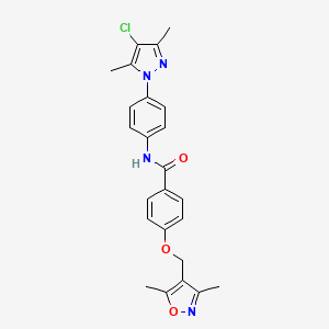 molecular formula C24H23ClN4O3 B10914820 N-[4-(4-chloro-3,5-dimethyl-1H-pyrazol-1-yl)phenyl]-4-[(3,5-dimethyl-1,2-oxazol-4-yl)methoxy]benzamide 