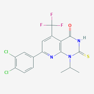 molecular formula C17H12Cl2F3N3OS B10914882 7-(3,4-dichlorophenyl)-1-(propan-2-yl)-2-sulfanyl-5-(trifluoromethyl)pyrido[2,3-d]pyrimidin-4(1H)-one 