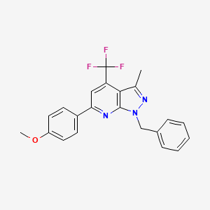 1-benzyl-6-(4-methoxyphenyl)-3-methyl-4-(trifluoromethyl)-1H-pyrazolo[3,4-b]pyridine