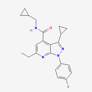 molecular formula C22H23FN4O B10914999 3-cyclopropyl-N-(cyclopropylmethyl)-6-ethyl-1-(4-fluorophenyl)-1H-pyrazolo[3,4-b]pyridine-4-carboxamide 