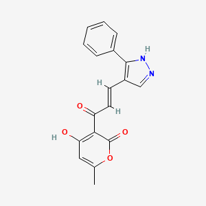 4-hydroxy-6-methyl-3-[(2E)-3-(3-phenyl-1H-pyrazol-4-yl)prop-2-enoyl]-2H-pyran-2-one