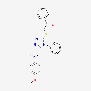 molecular formula C24H22N4O2S B10915010 2-[(5-{[(4-methoxyphenyl)amino]methyl}-4-phenyl-4H-1,2,4-triazol-3-yl)sulfanyl]-1-phenylethanone 