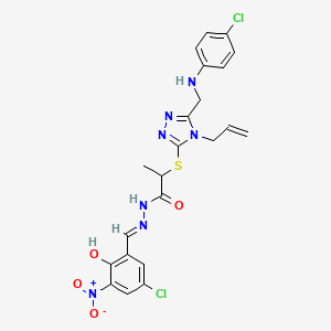 2-({4-Allyl-5-[(4-chloroanilino)methyl]-4H-1,2,4-triazol-3-YL}sulfanyl)-N'~1~-[(E)-1-(5-chloro-2-hydroxy-3-nitrophenyl)methylidene]propanohydrazide