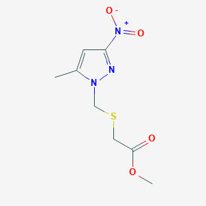 molecular formula C8H11N3O4S B10915034 methyl {[(5-methyl-3-nitro-1H-pyrazol-1-yl)methyl]thio}acetate 