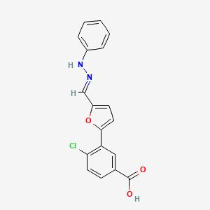 molecular formula C18H13ClN2O3 B10915040 4-chloro-3-{5-[(E)-(2-phenylhydrazinylidene)methyl]furan-2-yl}benzoic acid 