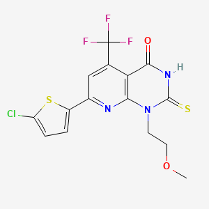 7-(5-chlorothiophen-2-yl)-1-(2-methoxyethyl)-2-sulfanyl-5-(trifluoromethyl)pyrido[2,3-d]pyrimidin-4(1H)-one